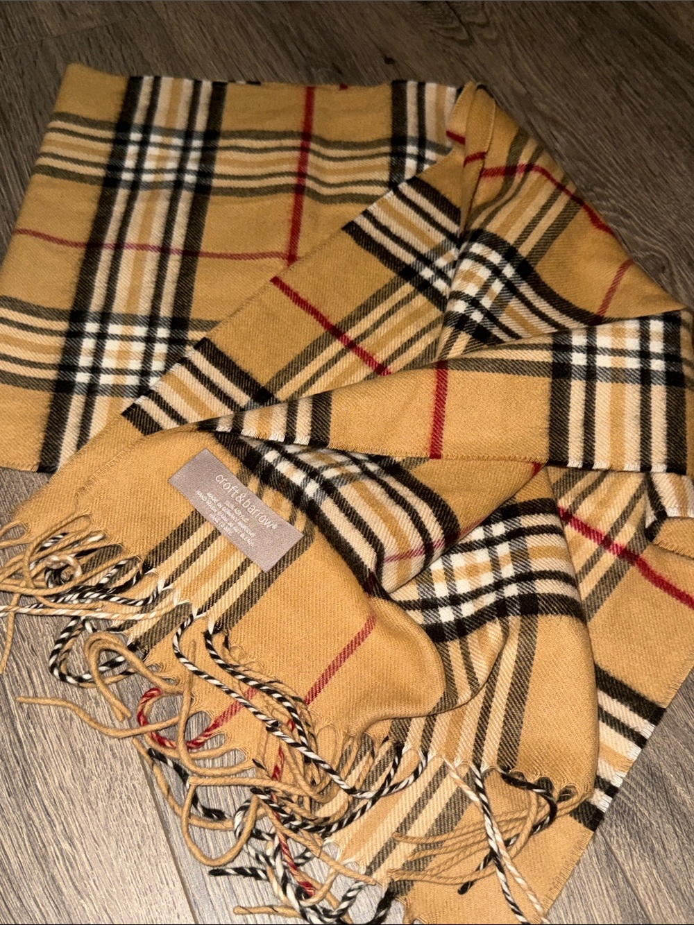 croft & barrow Mustard Yellow Plaid Fringe Scarf
